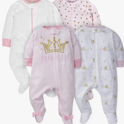 Gerber baby-girls 4 Pack Sleep N' Play Footie