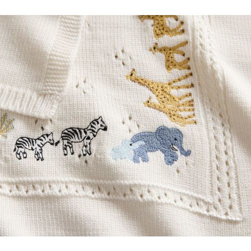 Noah's Ark Embroidered Pointelle Baby Blanket