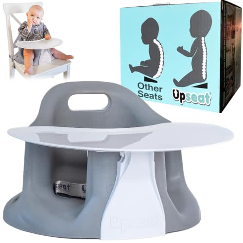 Upseat  The Original Ergonomic Baby Floor & Booster Seat with Tray, Developed with Physical Therapists for Upright Posture & Healthy Hip Development, 424 Months, Dishwasher-Safe Extra-Large Tray