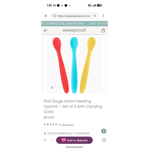 First Stage Infant Feeding Spoons – Set of 3 with Carrying Case