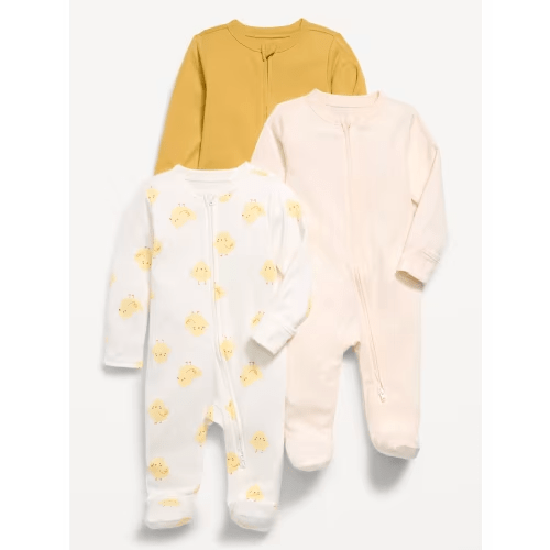 2-Way-Zip Sleep & Play Footed One-Piece 3-Pack for Baby