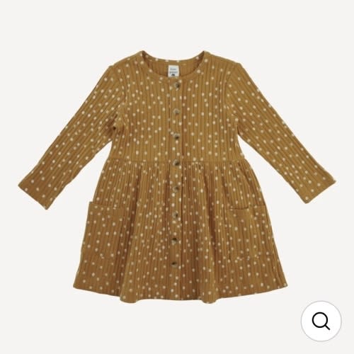 long sleeve button front pocket dress | honey dot | organic cotton wide rib