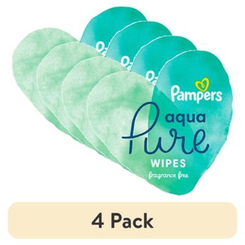 (4 pack) Pampers Aqua Pure Baby Wipes Unscented, 99% Water, 2 Pack, 112 Total Count (Select for More Options)