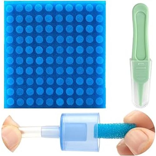 100-Pack of Premium Nasal Aspirator Hygiene Sponges, Replacement for Nosefrida Nasal Aspirator Filters, BPA, Phthalate & Latex-Free (100 Count +Tweezer)