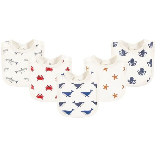 Touched by Nature Infant Boy Organic Cotton Bibs, Mystic Sea Creatures, One Size
