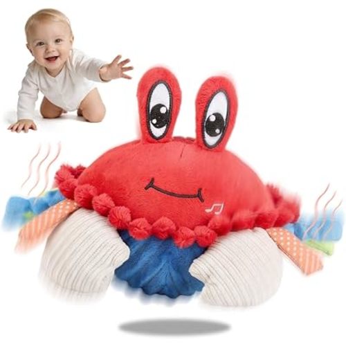 Crawling Crab Baby Toys 6-12 18 Months, Musical Dancing Crab Plush Toy - 45 Songs & Voice Recorder, Crawling Toy for Baby Infant Tummy Time, Crab Toy for 12-18 Months, Sensory Toys for Toddlers 1-3