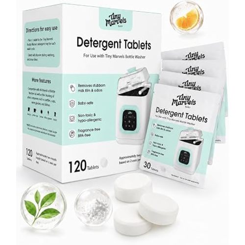 Tiny Marvels 120PCS Bottle Washer Detergent Tablets, Fits All Machines