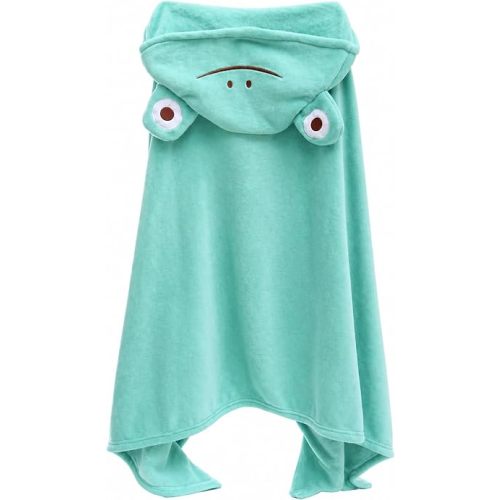ROMASA Baby Bath Towel Ultra Soft Hooded Towel Highly Absorbent Bathrobe Blanket Toddlers Shower Gifts for Boys Girls-27.5" x 55" (Green Frog)