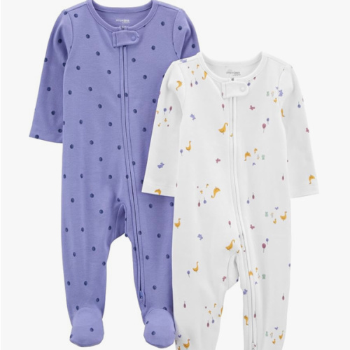 Simple Joys by Carter's Baby Girls' Cotton Footed Sleep and Play, Pack of 2