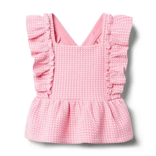Girl Spring Pink Gingham Gingham Ruffle Top by Janie and Jack