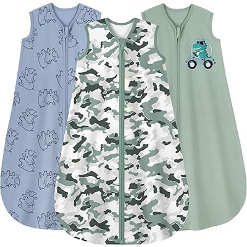 Yoofoss Baby Sleep Sack 0-6 Months Baby Wearable Blanket 100% Cotton 2-Way Zipper TOG 0.5 Toddler Sleeping Sack 3 Pack, Lightweight Sleep Sacks for Babies(Small)
