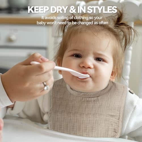 Muslin Cotton Baby Bibs for Unisex Boys Girls, Drooling & Teething & Eating