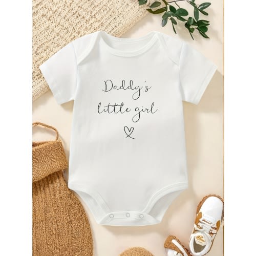 girls bodysuit daddys little girl letter print - Temu