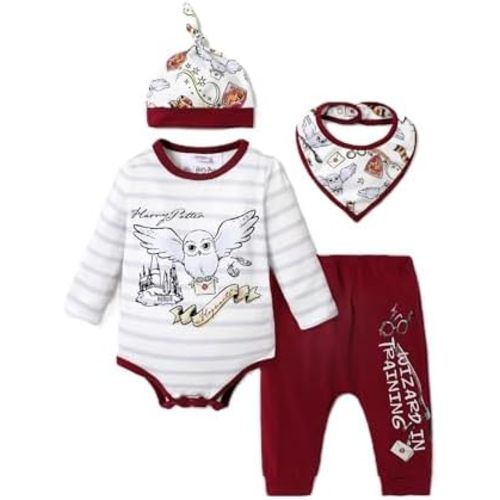 Harry Potter Baby Clothes Gryffindor Hedwig Unisex Baby Bodysuit and Pant Sets for Newborn Infant 0-18M