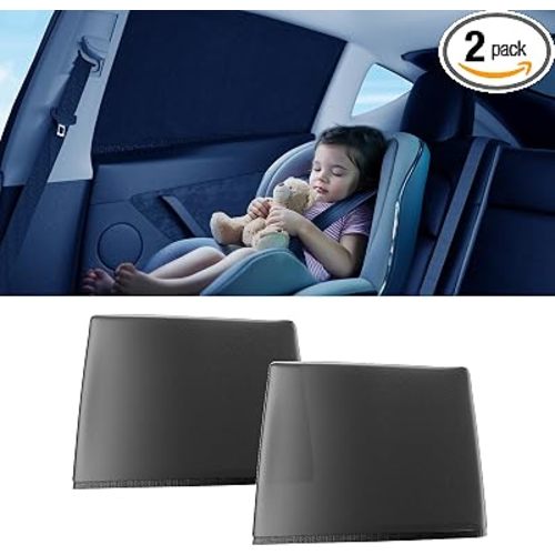 [2026 Upgraded] DMJN Car Window Shades for Baby, 100% UV & Sun Block Car Side Windows Covers Sun Shades for Baby in Car, Easy-Install Nano Ice-Crystal Coating Universal Fit, 2 Packs