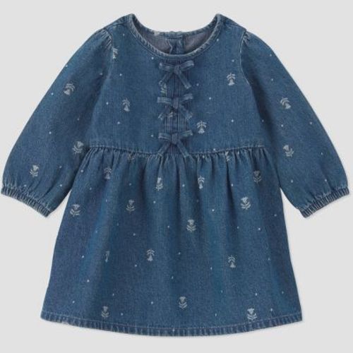 Carter's Just One You® Baby Girls' 2pc Long Sleeve Denim Floral Printed Dress and Bloomer Set - Blue 3M