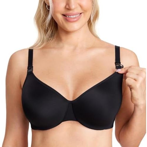 Gratlin Women's Underwire Nursing Bras Minimizer Maternity Bra Support Coverage Breastfeeding Bralette