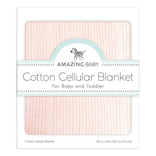 Amazing Baby Cellular Blanket, Premium Cotton Knit, Ultra Soft, Breathable, Cozy Gift for Baby Boys and Girls, Favorite Toddler Blanket, 44 x 44 inches (112 x 112 cm), Soft SeaCrystal