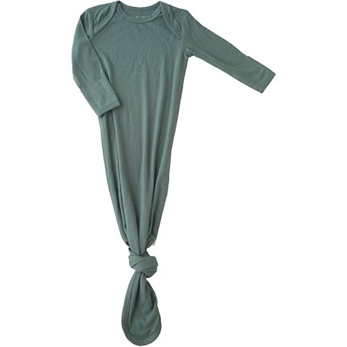 Wallaby Kids Extra Tall Knotted Baby Gown, Super Soft Bamboo Newborn Sleeper for Baby Girl and Boy - Sage - 0-3 Months