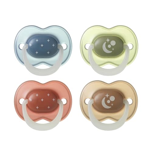 Tommee Tippee NightGlow Pacifier, 6-18 Months, Silicone, Pack of 4 | Glow in the Dark, Symmetrical Nipple, 100% BPA Free, Dishwasher & Sterilizer Safe, Twilight Tones