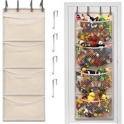 Honeyera The Original Storage for Stuffed Animals, Over Door Organizer for Stuffies, Baby Accessories, Toy Plush, Breathable Hanging Pockets Big Girls Toddler Large Bag
