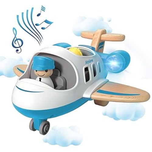 Wanborns Kids Airplane Toy with Sound and Light, Mini Airliner for 18 Months to 5 Years Old Boys Gift