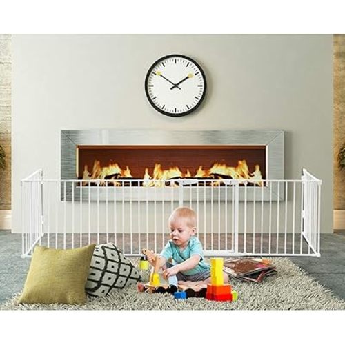 Amazon.com: Costzon Baby Safety Gate, 6-Panel Fireplace Fence, Foldable Pet Gates for Easy with Add/Decrease Panels, Portable Wide Barrier Gate with Multiple Shapes for Child & Pet (White, 6-Panel) : Baby