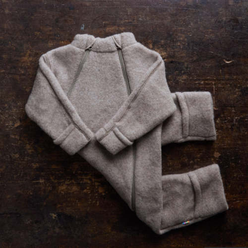 Baby & Kids Merino Wool fleece Zip Suit - Sesame