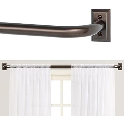 TANGWIN Wrap Around Blackout Curtain Rod,1" Heavy Duty Adjust 72-150,Bronze