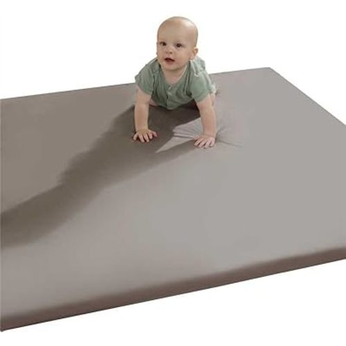 [ELYZING] Baby Play Mat 50x50 Inch Thick Foam with Storage Strap - Padded Floor Mat for Babies 0-6 Months, Roll-Up Playpen Light Green