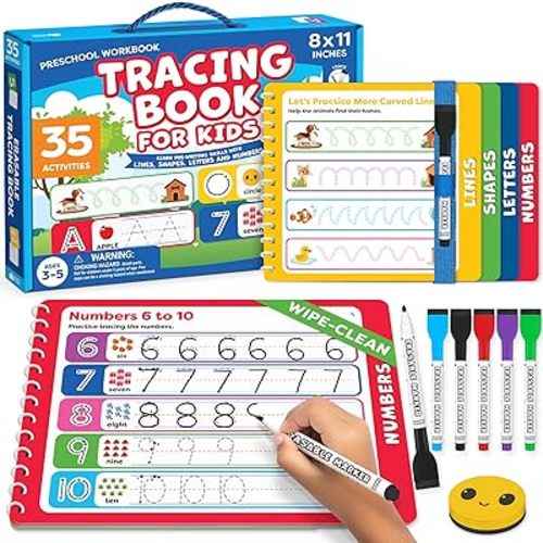 Momo & Nashi Preschool Learning Activities - Letter Tracing Books for Kids Ages 3-5 - Toddler Handwriting Practice - Kindergarten Workbooks for 4 Year Olds, Educational Learning Toys for 3 Year Old
