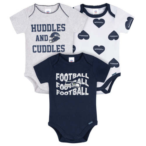 3-Pack Baby Girls Seattle Seahawks Short Sleeve Bodysuits