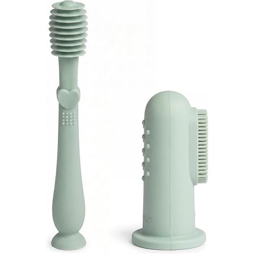 Moonkie Baby Finger Toothbrush Tongue Oral Cleaner Kit for 3 Months +, 2 Pcs (Mint)