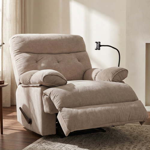 Oversized Big & Tall Recliner Chair with Phone Holder, Heavy Duty 400 lbs, Brown