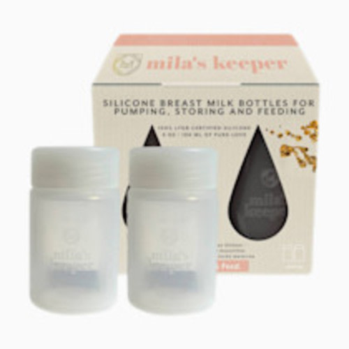 Mila's Keeper Silicone Breast Milk Storage Bottles - Aspen White, Wide, 2