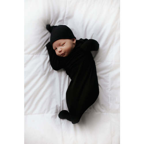 Black Ribbed Knotted Baby Gown