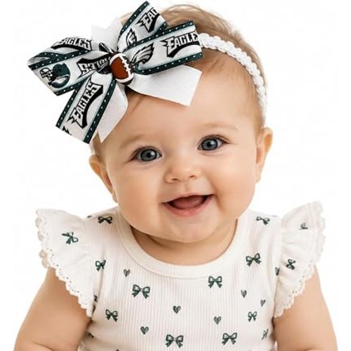 Eagles Baby Girl Boutique Bow Crocheted Headband
