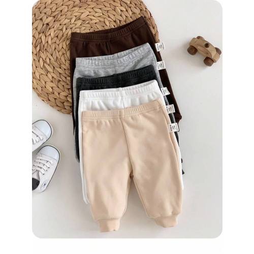 5pcs Newborn Baby Boy/Girl Casual Solid Color Elastic Waist Pants, Autumn/Winter Fall | SHEIN USA