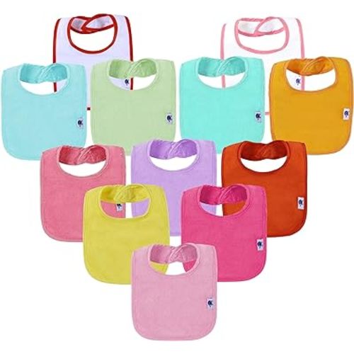 SPINFOX Waterproof Baby Bibs for Girls, Boy, Unisex Drool Bib Cotton Solid Knit Infant Feeding Bibs
