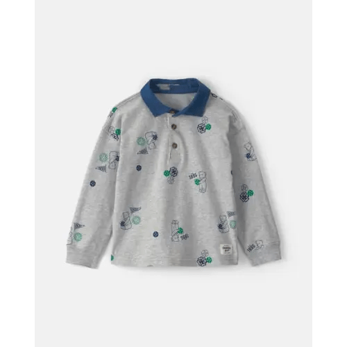 Toddler Boy Bear Long-Sleeve Polo Shirt - Grey - OshKosh B'gosh | Carter's