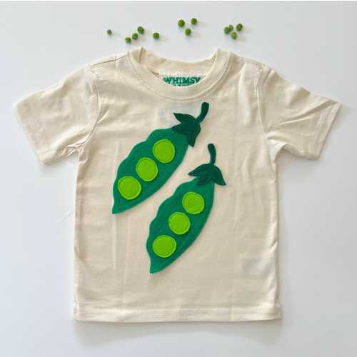 Pea Pod Shirt-Natural Cotton-Soft Washable felt appliqued-Baby and Toddler-Gift-Playful Kids Wear-Veggie Lovers-Garden Theme-Sweet Pea Top