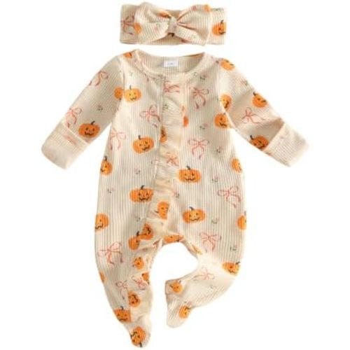 Newborn Baby Girl Halloween Outfit Romper Footed Jumpsuit Infant Clothes