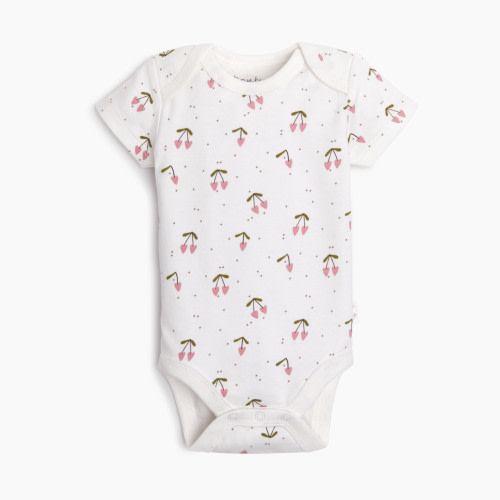 Tiny Kind Printed Short Sleeve Organic Cotton Bodysuit - Cherries, 0-3 M