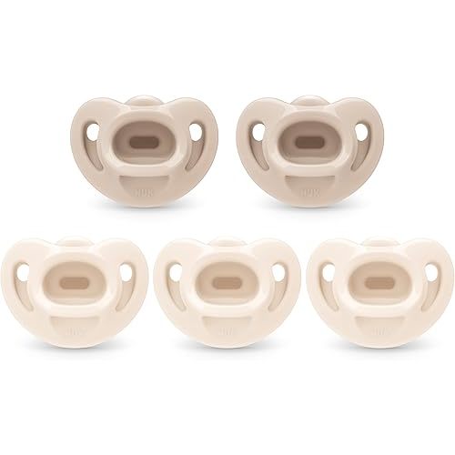NUK 100% Silicone Comfy Orthodontic Pacifiers, 0-6 Months, Neutral Fashion, Timeless Collection, 5 Count