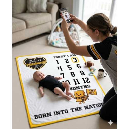 Future Tailgater Baby Milestone Photo Prop Blanket for Pittsburgh Fans
