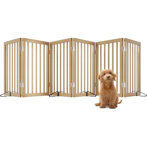 Extra Wide Dog Gates for Doorways, Bamboo Dog Gates for The House Stairs, Freestanding Pet Gates for Dogs, Doogie Puppy Fence Gate