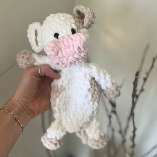 Handmade Crocheted Cow Lovey|Animal Lovey|Baby shower Gift|Animal Toy|Birthday Gift|Kids Easter Gift|Cow Snuggler|LittleBlessingsBoutique