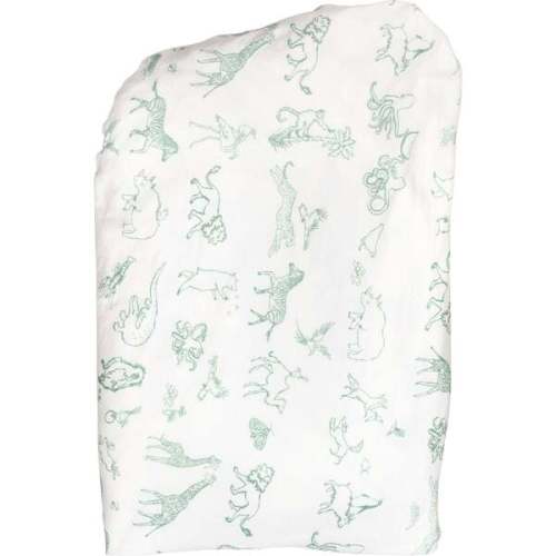 Animal Parade Print Elastic Corner Crib Sheet, Seafoam - Oso & Me | Maisonette