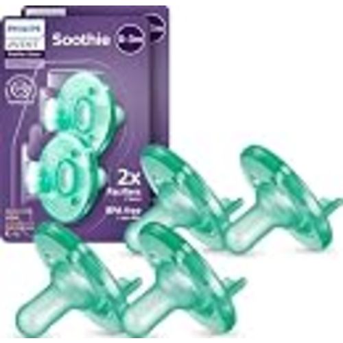 Philips Avent Soothie Baby Pacifier for 0-3 Months, BPA-Free, 4-Pack, Green | Supports Natural Suckling, Medical Grade Silicone for Easy Hospital-Grade Sterilization, One-Piece Design, SCF190/41