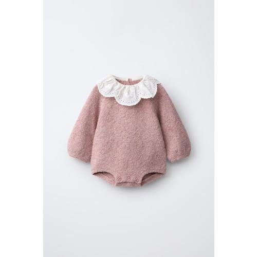 KNIT PETER PAN COLLAR BODYSUIT - Light pink | ZARA United States
